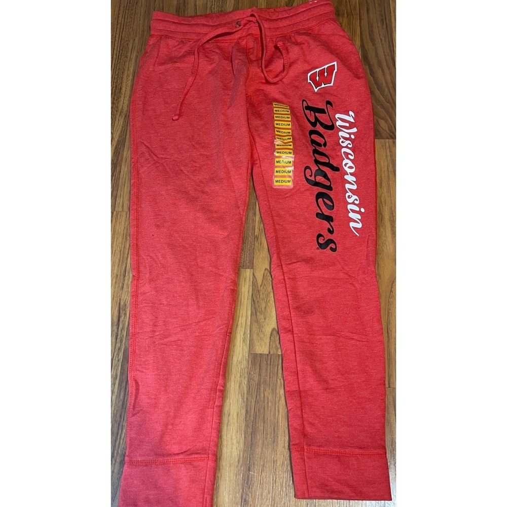 Liv Casual Wisconsin Badgers Womens Red Heather Sweatpants Joggers Medium NWOT